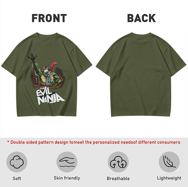 Olive T-Shirt With Evil Ninja Turtle Graphic Print