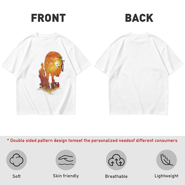 Olive T-Shirt with Sunset Lion Silhouette Graphic Print