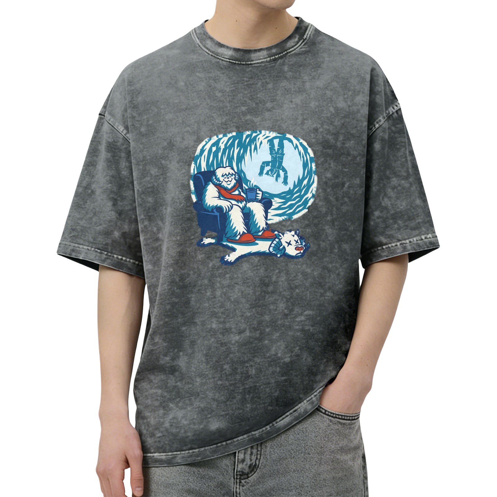 Wampa Yeti Relaxing with Defeated Snowman Graphic T-Shirt