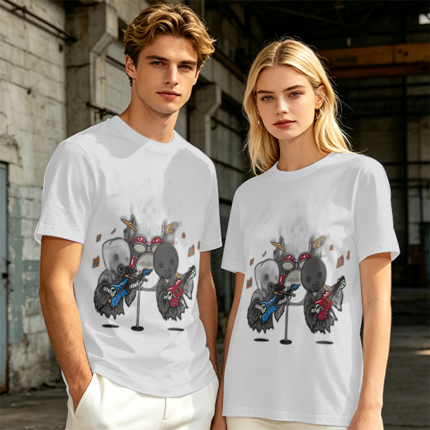 Olive T-Shirt With Grim Reaper Rock Band Graphic Print