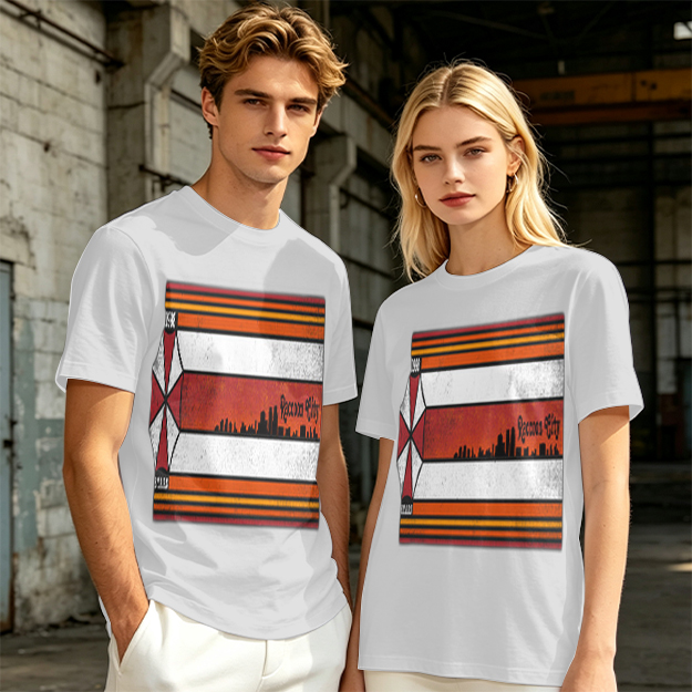 Olive T-Shirt With Retro Striped City Skyline Graphic Print