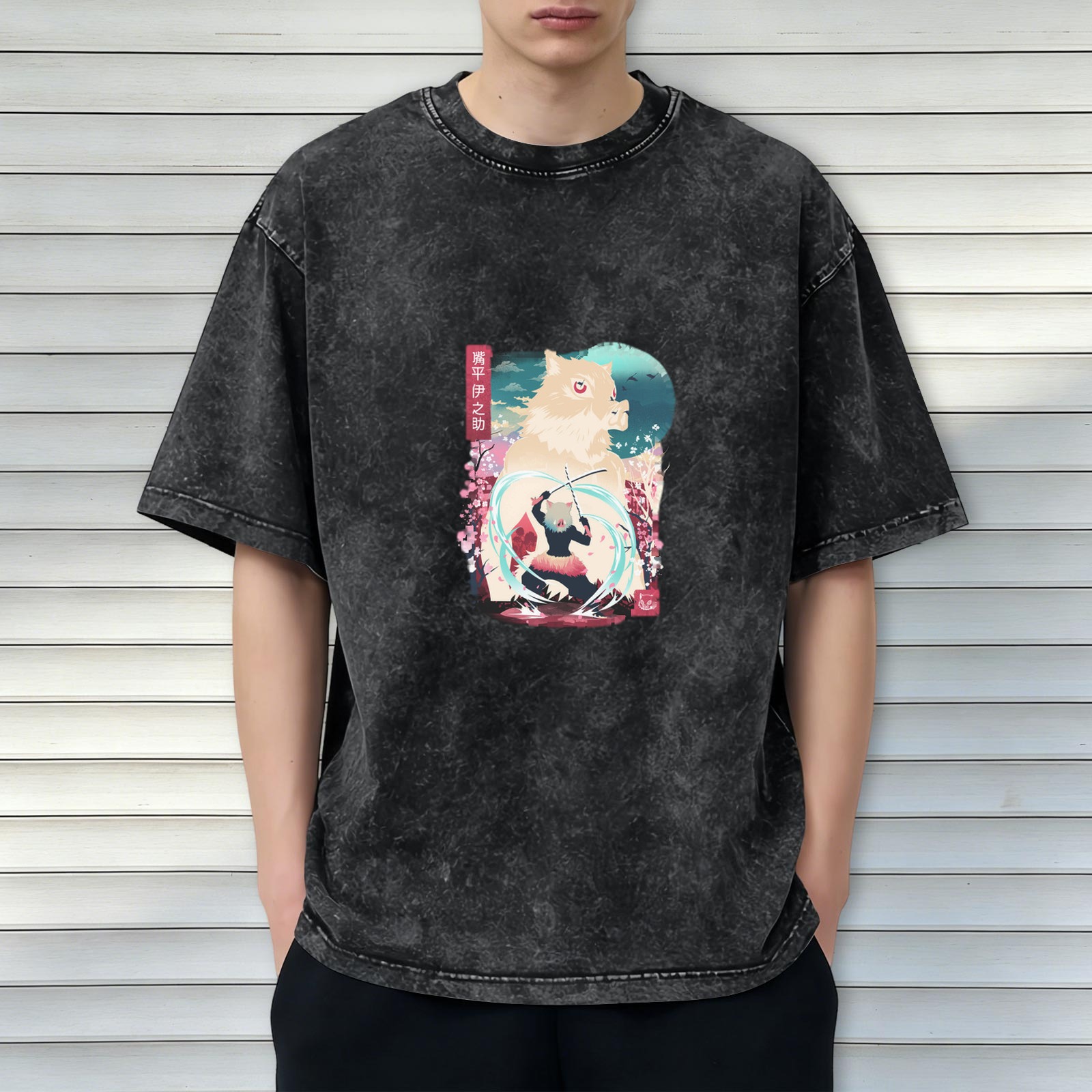 Demon Slayer Inosuke Hashibira Graphic Stone Wash T-Shirt