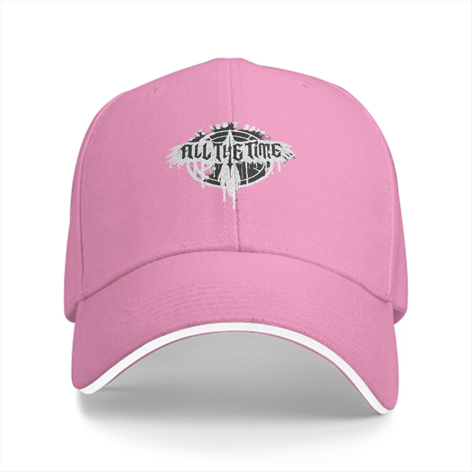 Black baseball cap with 'All The Time' graphic print