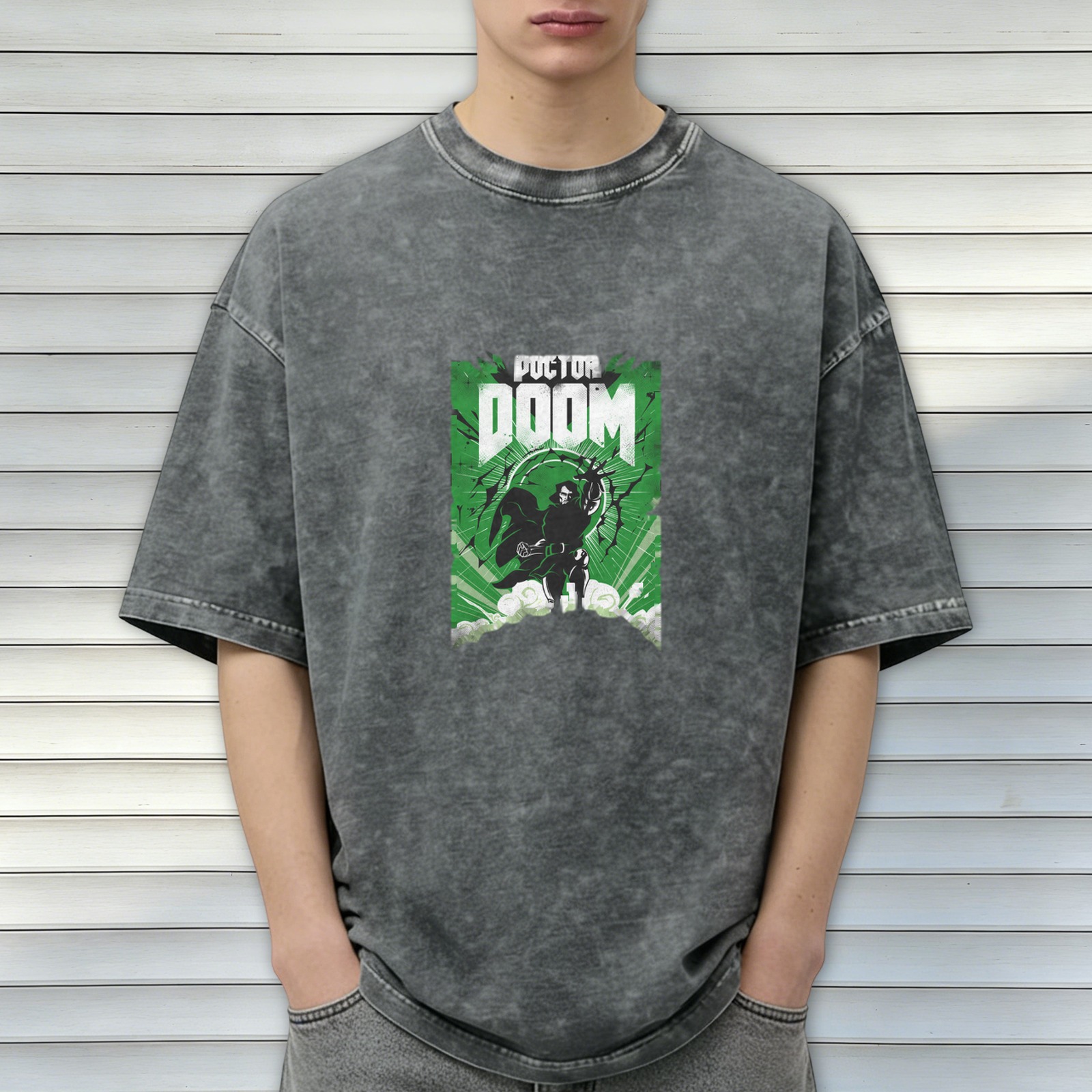 Doctor Doom Graphic Stonewashed Black T-Shirt