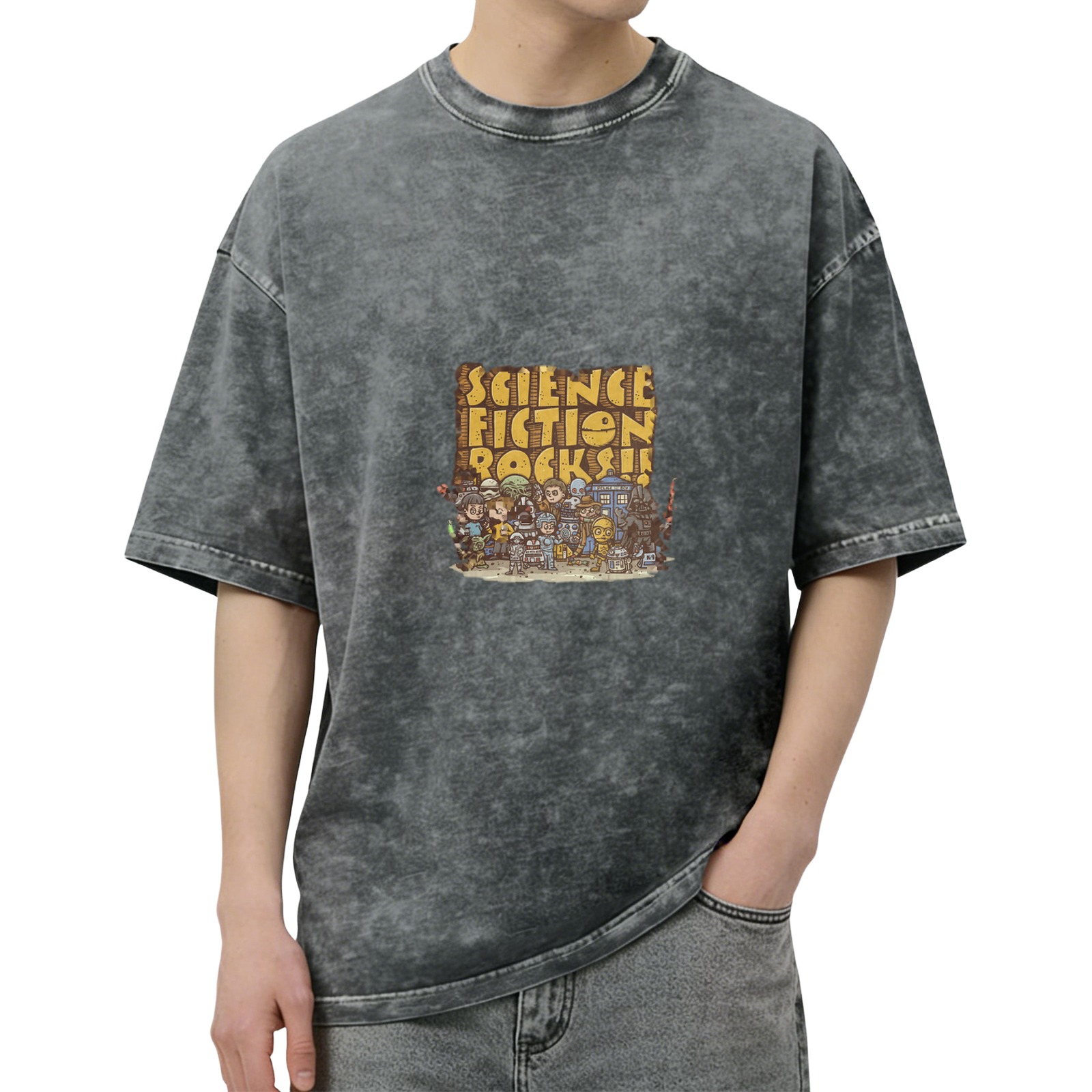 Science Fiction Rocks! Vintage Wash Graphic T-Shirt