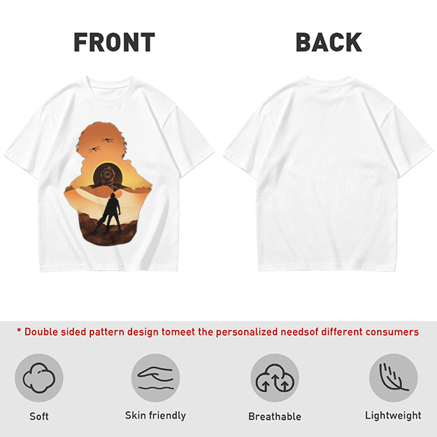 Olive Green T-Shirt With Desert Sunset Silhouette Graphic