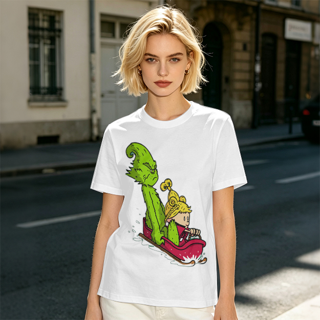 Grinch and Cindy Lou Who Sledding Graphic T-Shirt