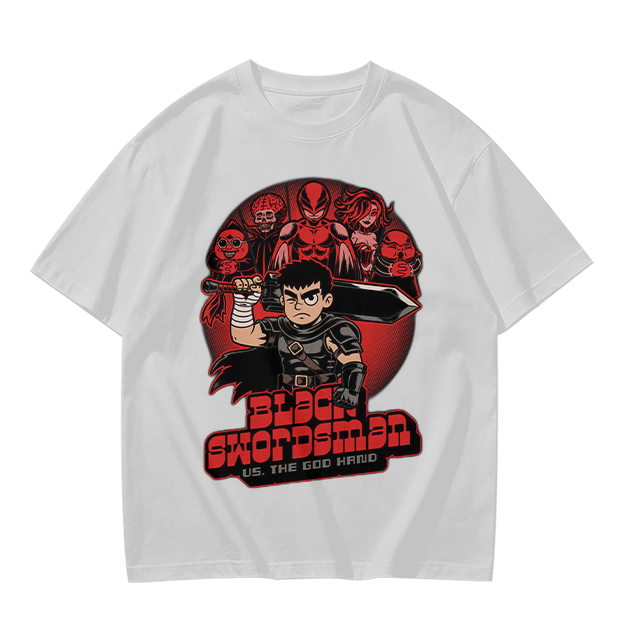 Black Swordsman vs God Hand Anime Graphic T-Shirt
