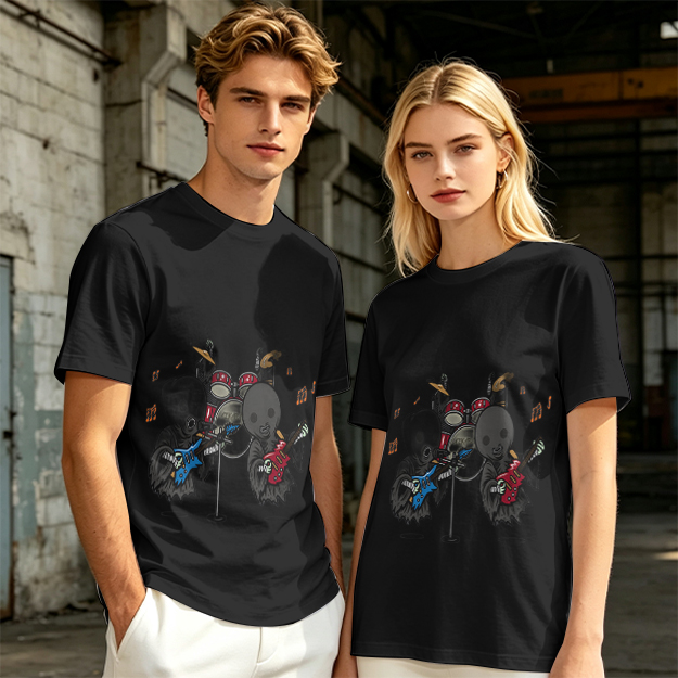 Olive T-Shirt With Grim Reaper Rock Band Graphic Print
