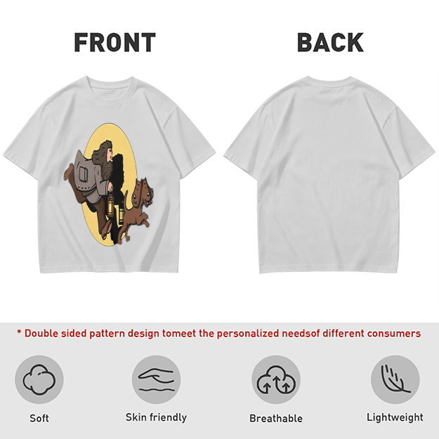 Olive T-Shirt With Cartoon Man And Dog Running Graphic