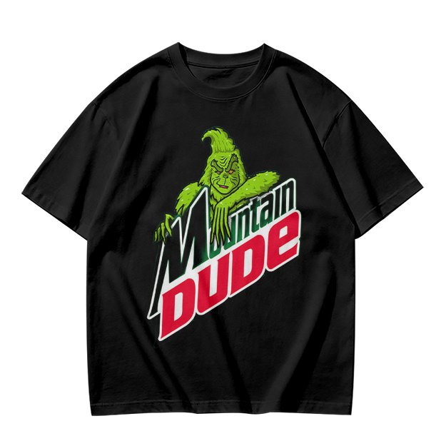 Olive T-Shirt with Grinch Mountain Dude Graphic Print