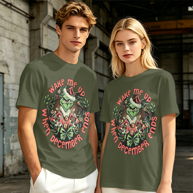 Wake Me Up When December Ends Grinch Christmas T-Shirt