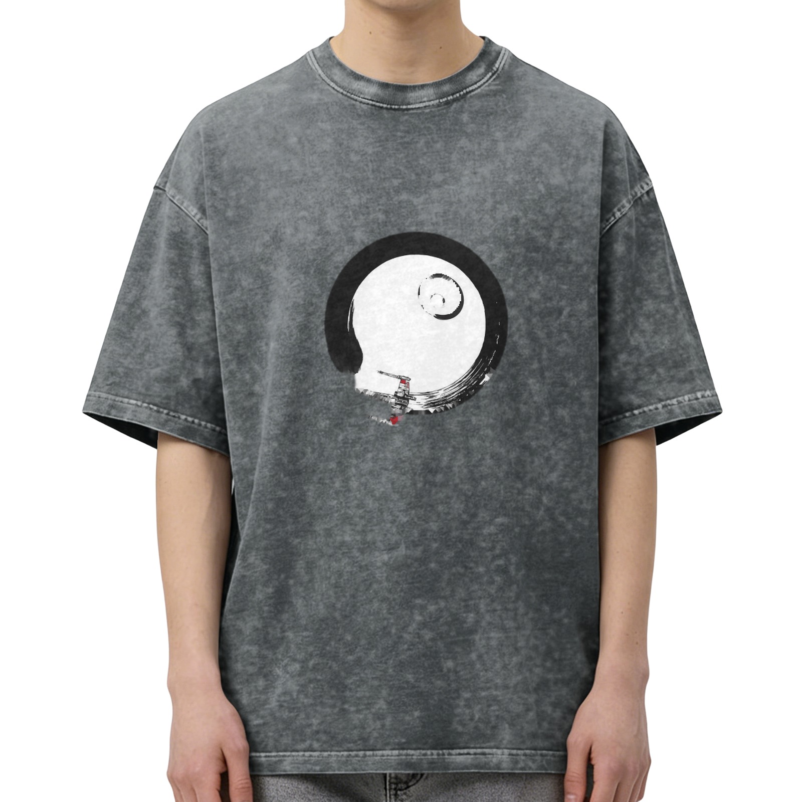 Washed black graphic t-shirt with Death Star and X-wing design
