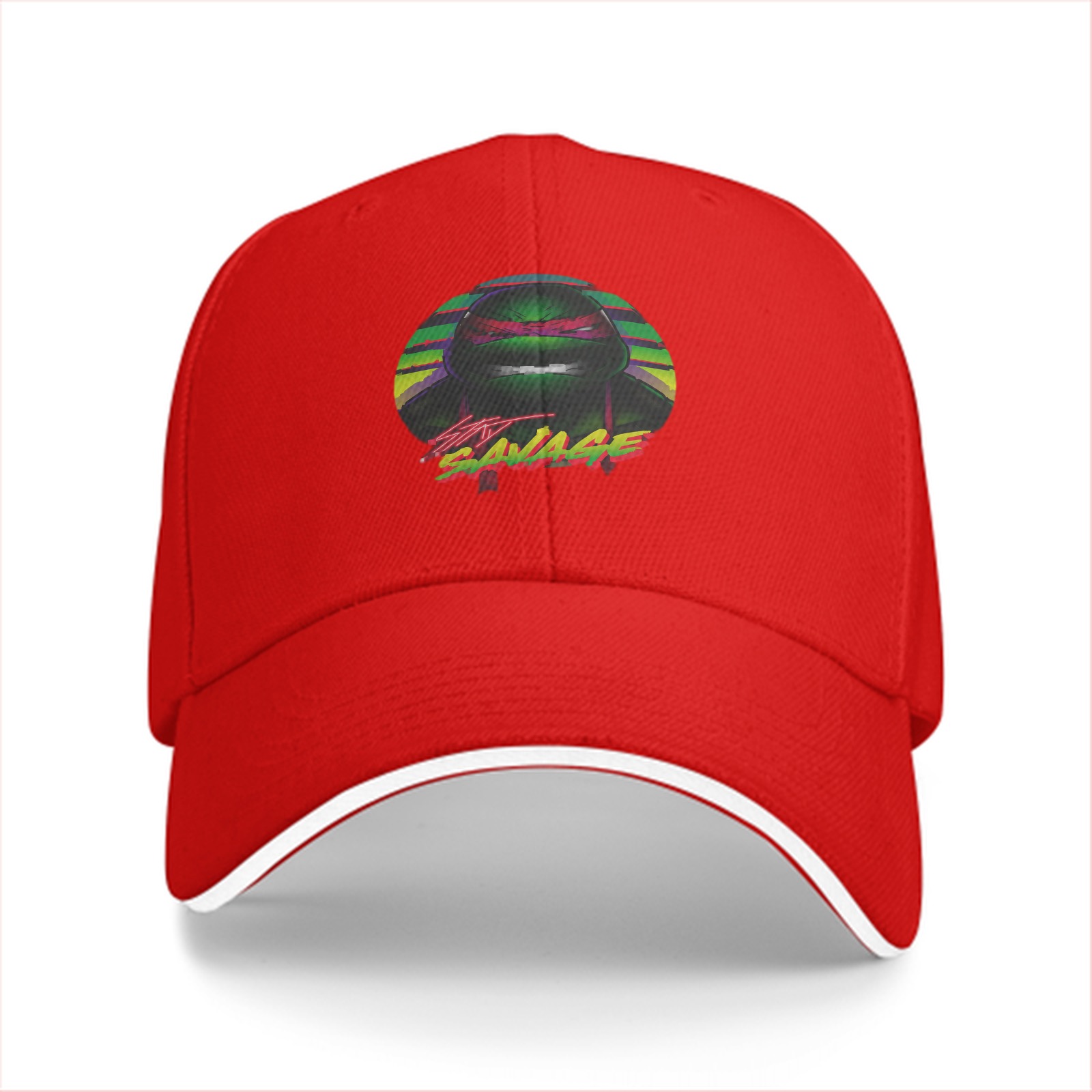 Black Baseball Cap with Ninja Turtle 'Stay Savage' Graphic