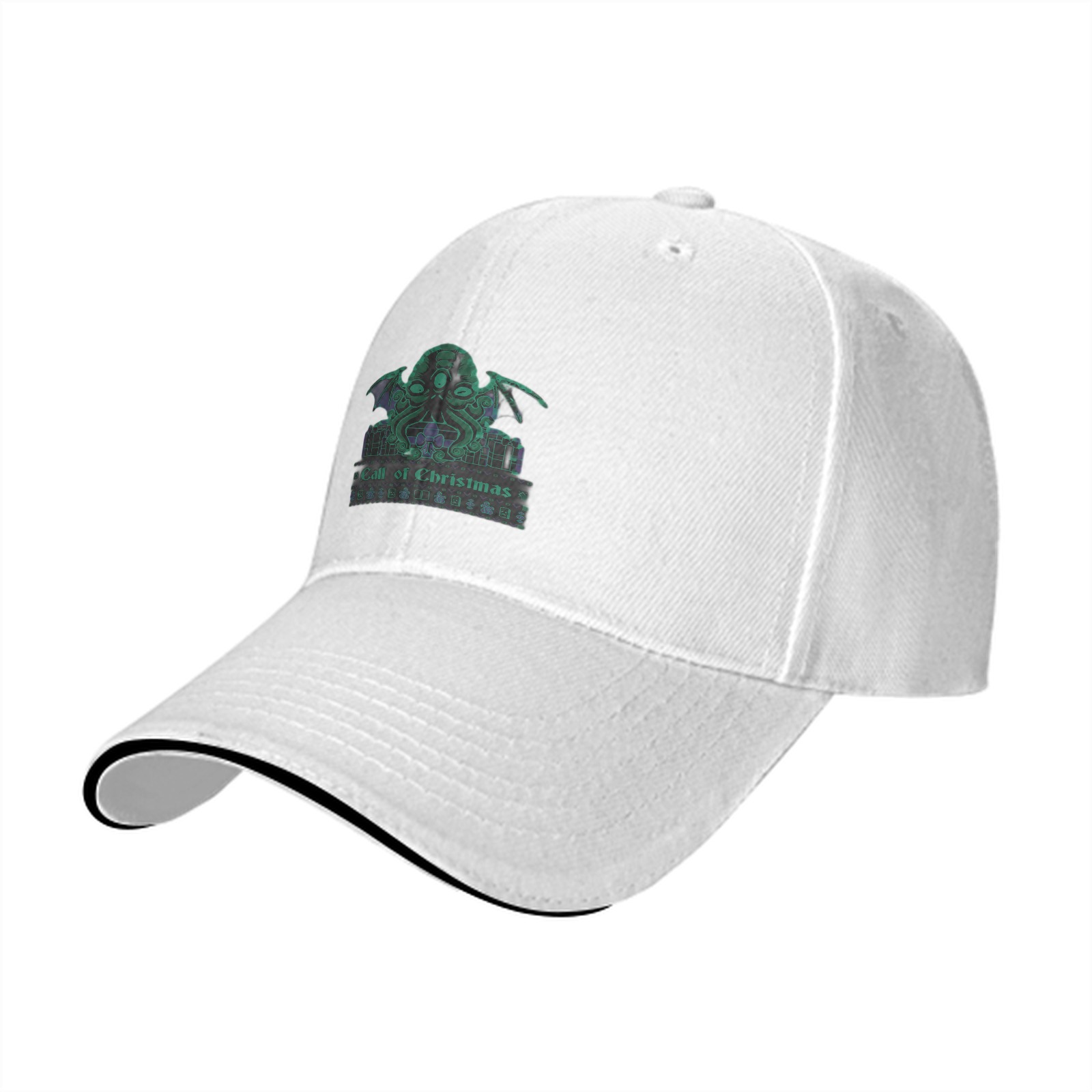 Black Baseball Cap With Cthulhu 'Call of Christmas' Graphic