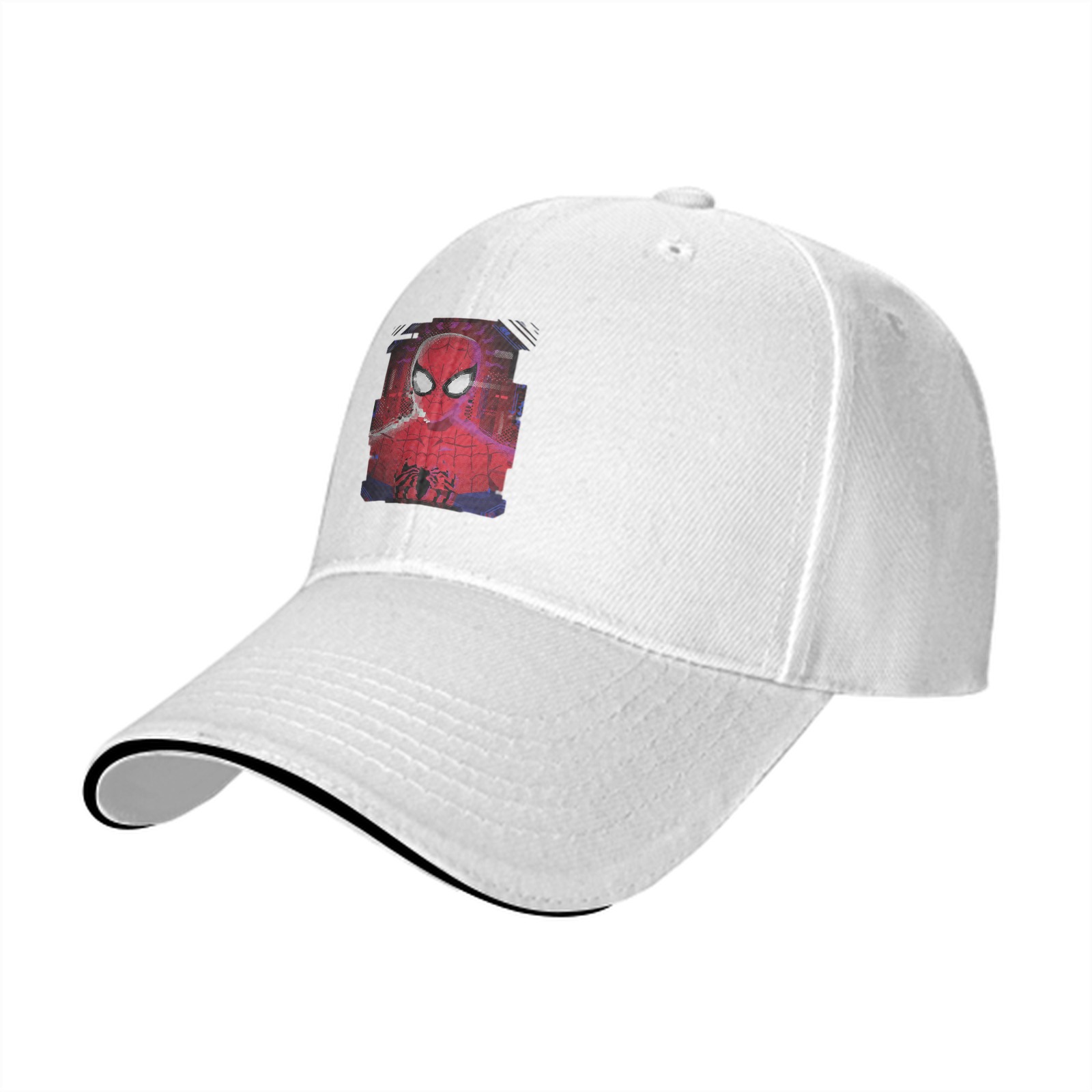 Black Baseball Cap With Spider-Man Graphic Print