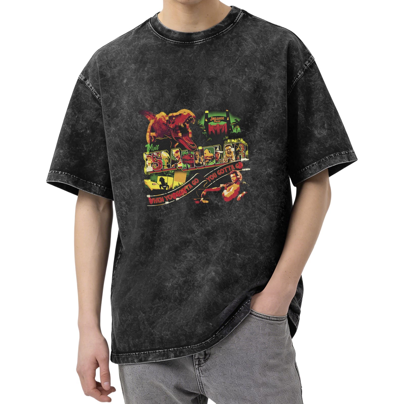 Washed Black Jurassic Park Graphic T-Shirt
