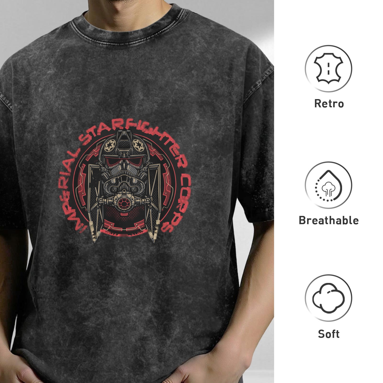 Star Wars Imperial Starfighter Corps Graphic Acid Wash T-Shirt