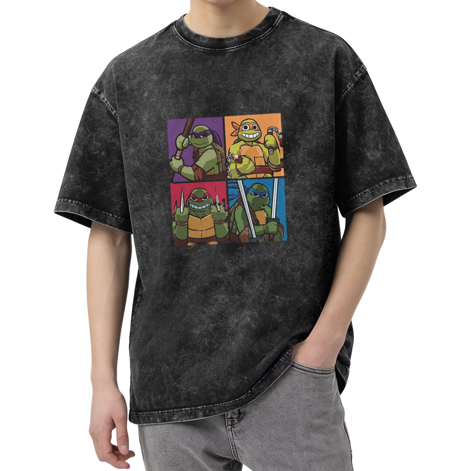 Teenage Mutant Ninja Turtles Graphic Oversized Acid Wash T-Shirt