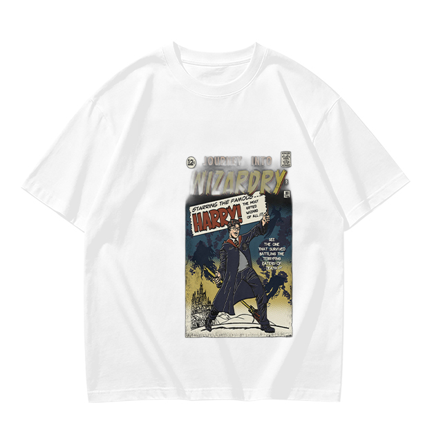 Olive T-Shirt With Wizardry Comic Style Harry Print