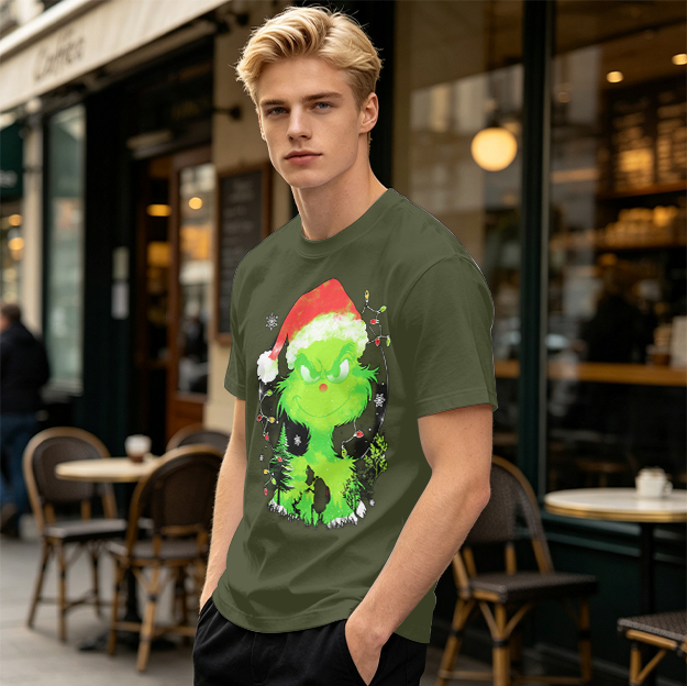 Olive Green Grinch Christmas Graphic T-Shirt