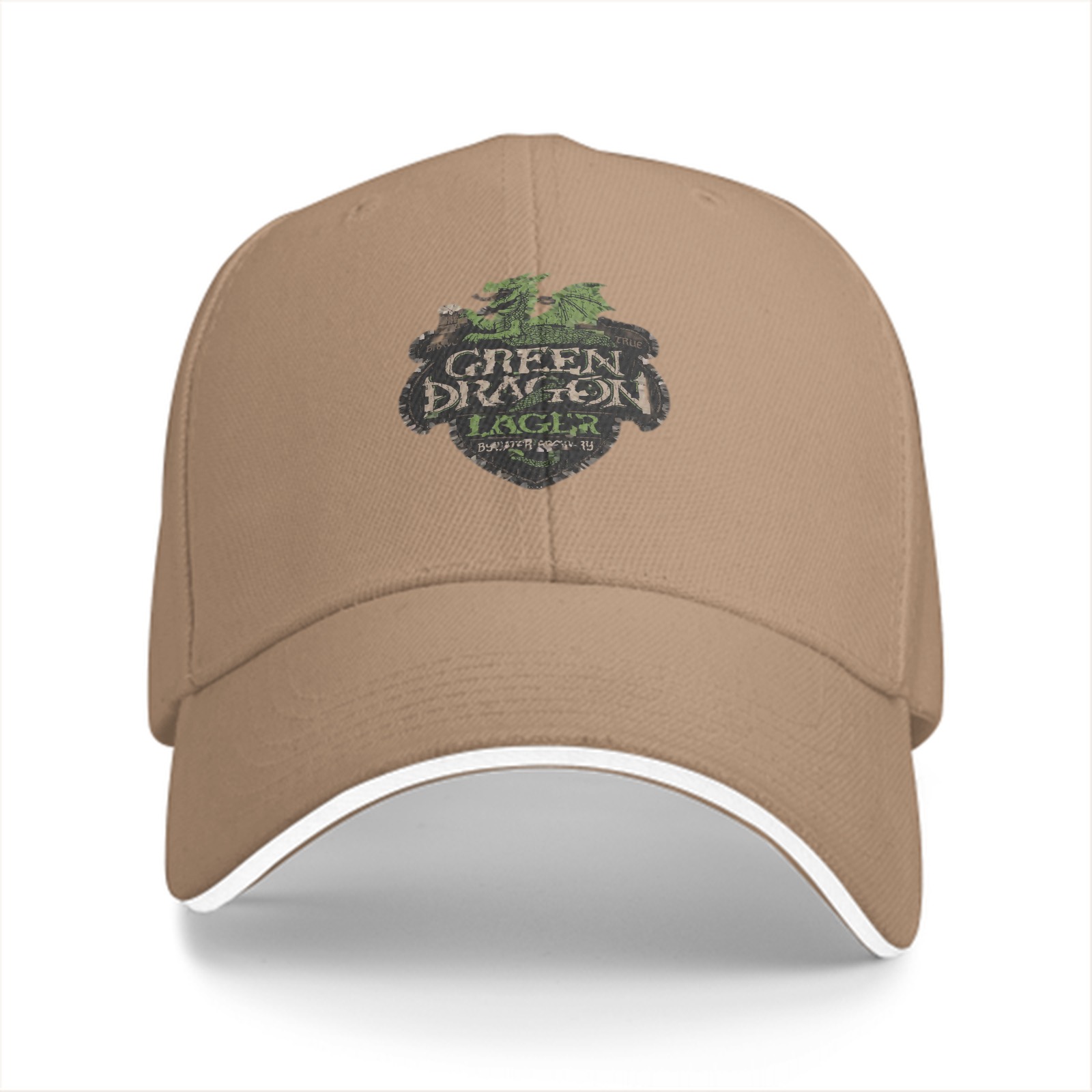 Black baseball cap with Green Dragon Lager graphic print