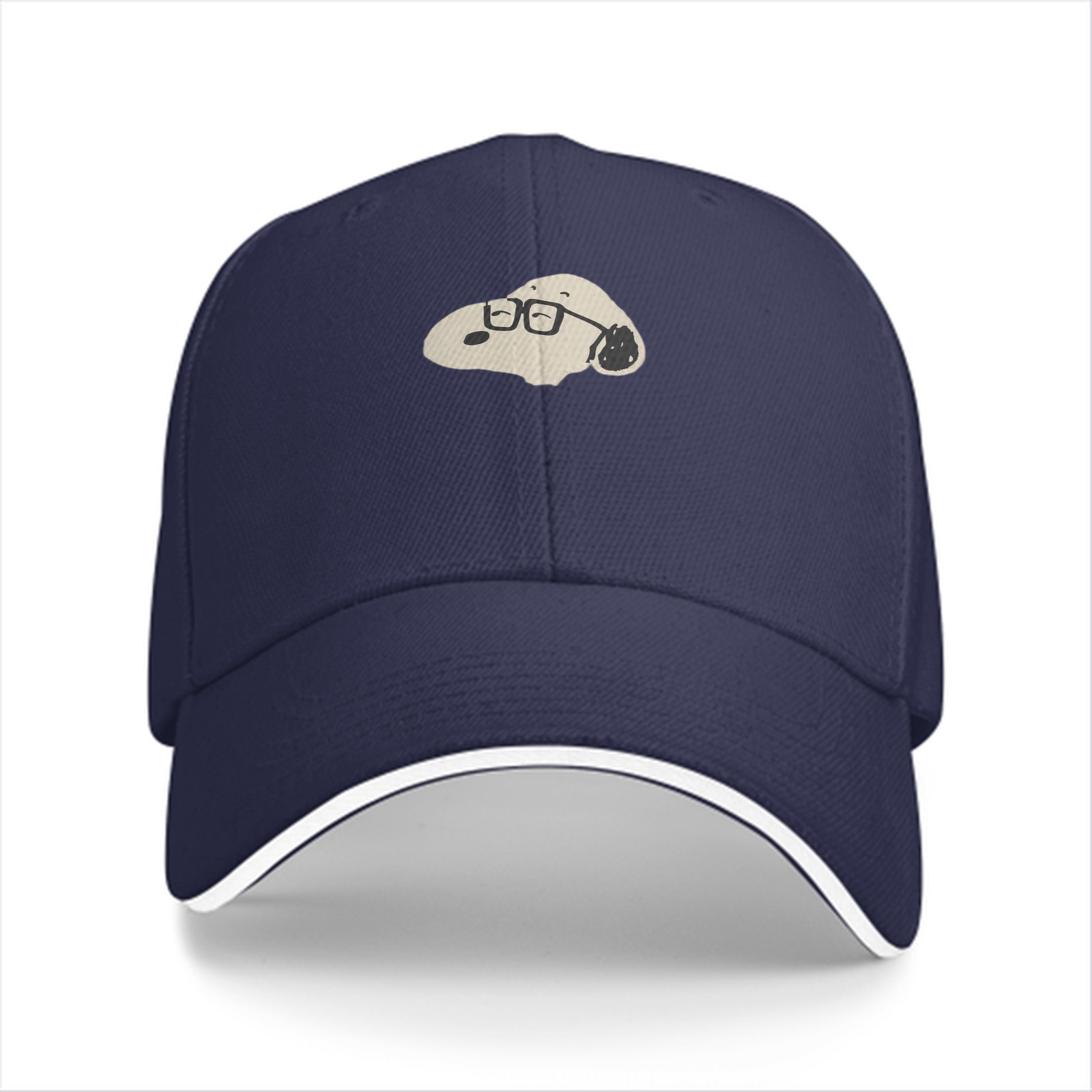Black Baseball Cap With Snoopy Wearing Glasses Graphic