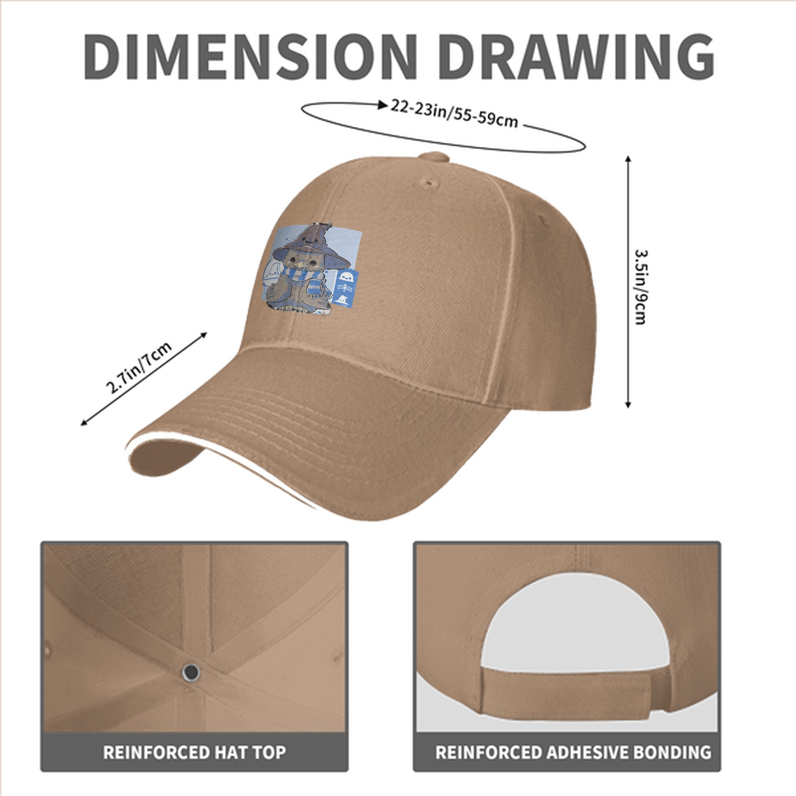 Black Baseball Cap With Cute Wizard Owl Graphic Print