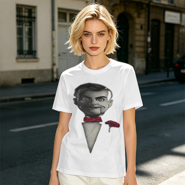Olive T-Shirt With Ventriloquist Dummy Print