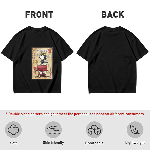 Olive T-Shirt with Samurai Snoopy Japanese Art Print