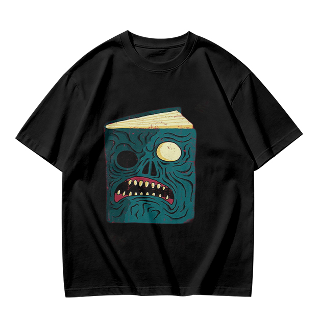 Olive T-Shirt With Monster Book Graphic Print