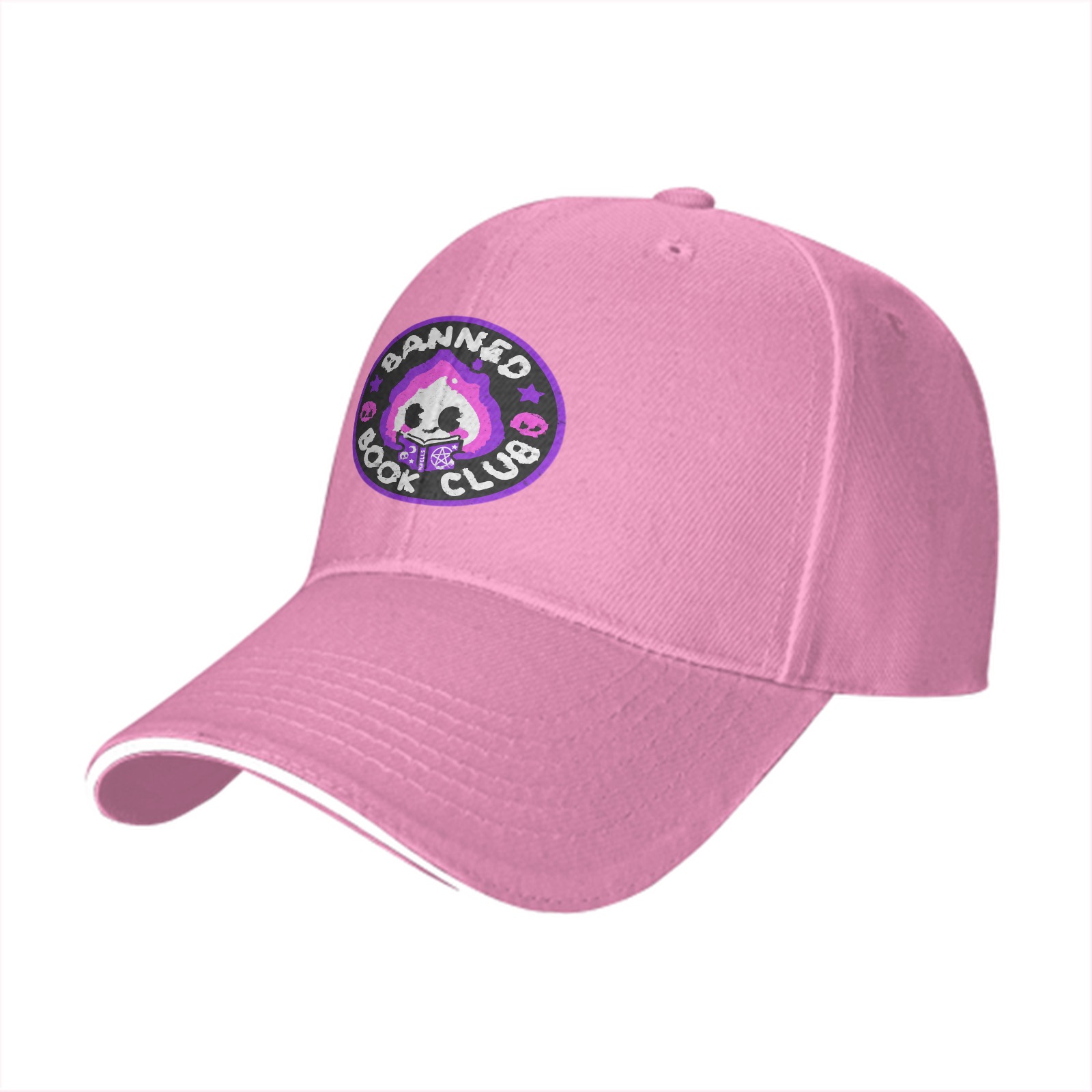 Black baseball cap with Banned Book Club graphic design