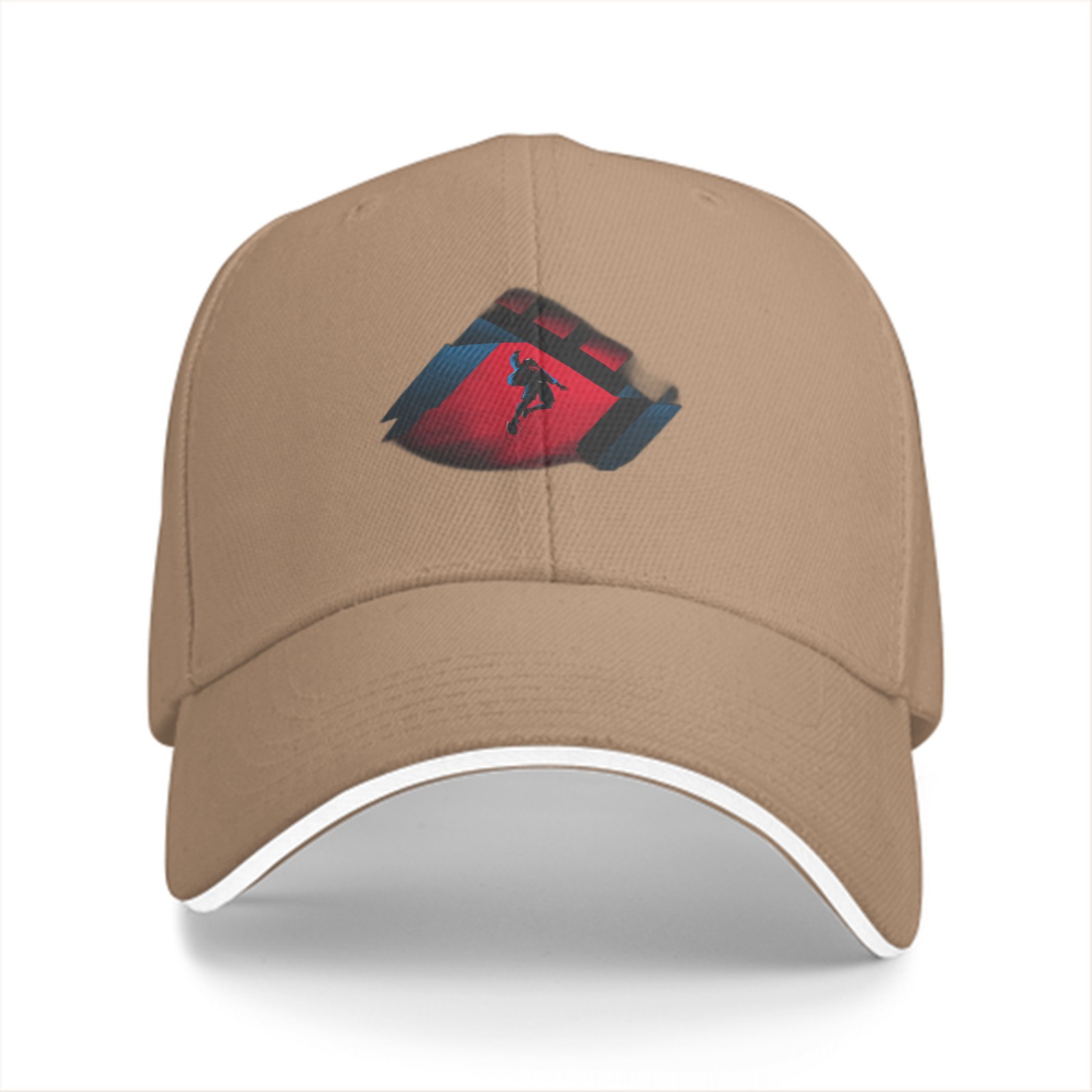 Black Baseball Cap With Action Silhouette Graphic Print