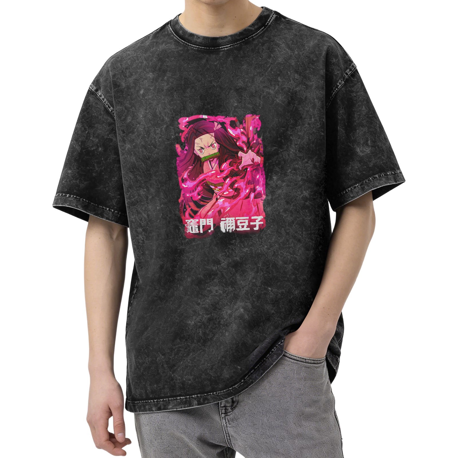 Demon Slayer Nezuko Kamado Anime Graphic Oversized Washed T-Shirt