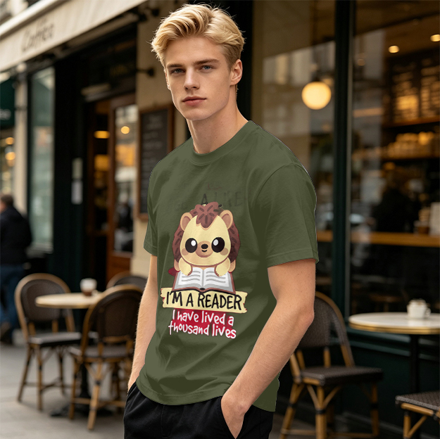 Hedgehog Reading Book I'm A Reader Thousand Lives T-Shirt