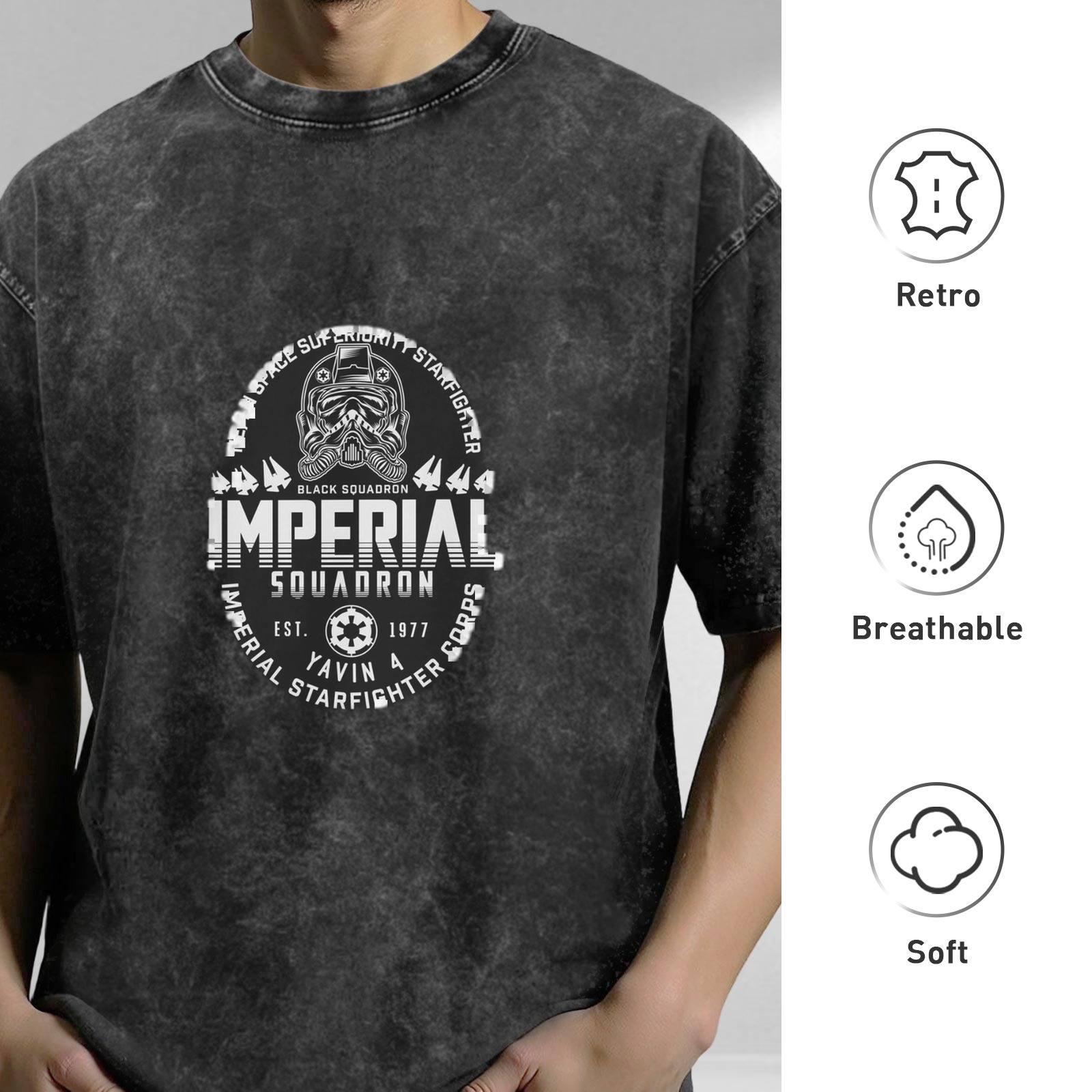 Washed Black Star Wars Imperial Squadron Graphic T-Shirt