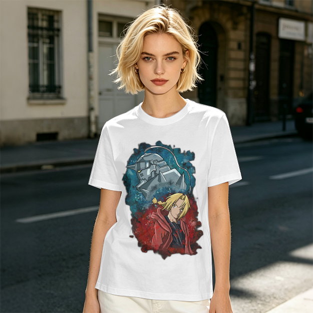 Fullmetal Alchemist Elric Brothers Graphic Olive T-Shirt