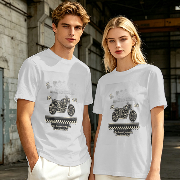 Olive Motorcycle Graphic T-Shirt With 1949 Checkered Print