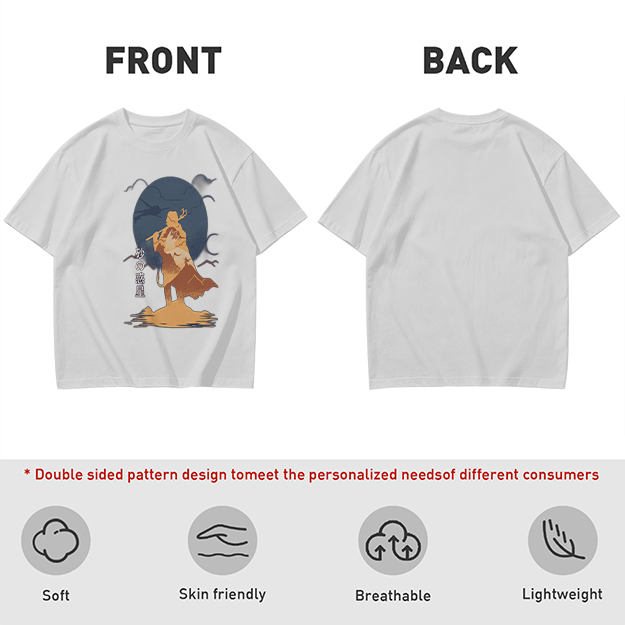 Olive T-shirt with Desert Wanderer Silhouette and Moon Graphic