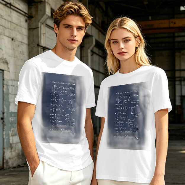 Olive Green T-Shirt with Science Math Formulas Print