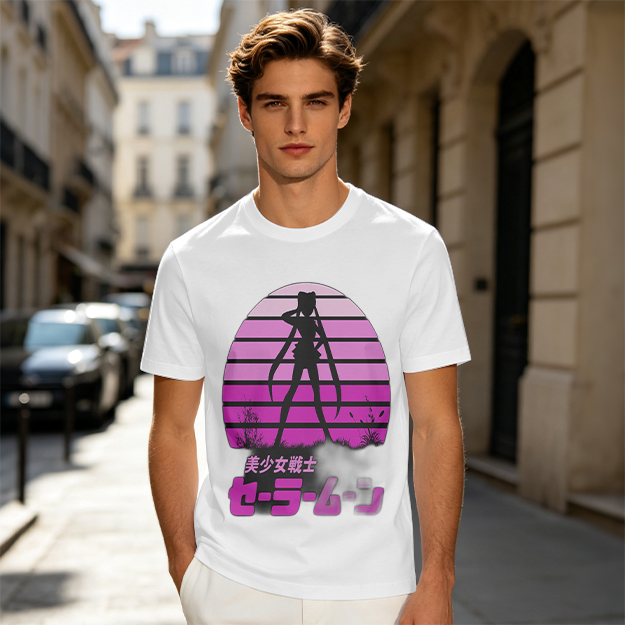 Sailor Moon Anime Silhouette Retro Sunset Graphic T-Shirt