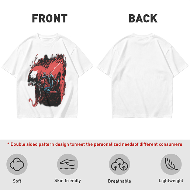 Olive T-shirt with Spider-Man and Symbiote Villain Graphic