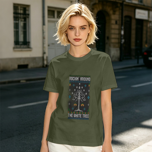 Rockin Around The White Tree Ugly Christmas T-Shirt