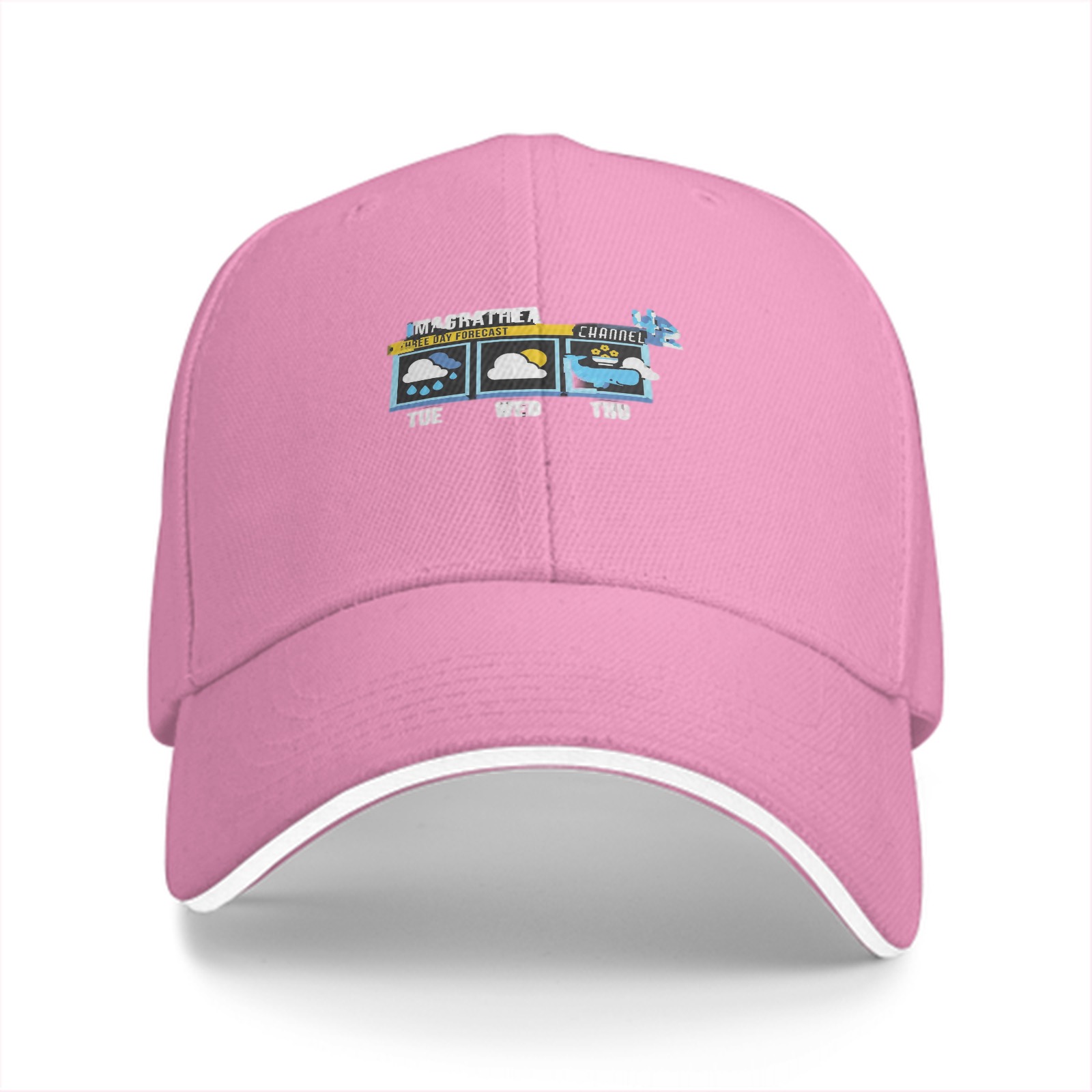 Black baseball cap with weather forecast graphic print