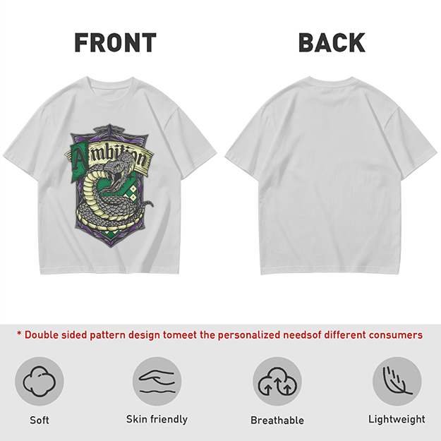 Olive Green Slytherin Ambition Snake Crest Graphic T-Shirt