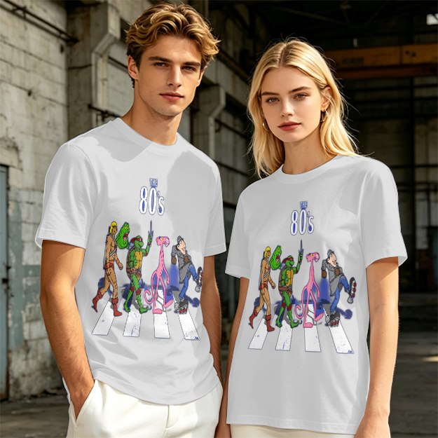 80s Cartoon Characters Abbey Road Crossing Graphic T-Shirt