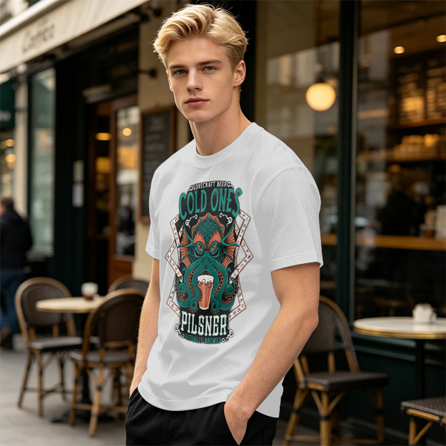 Cold Ones Pilsner Lovecraft Beer Octopus Graphic T-Shirt
