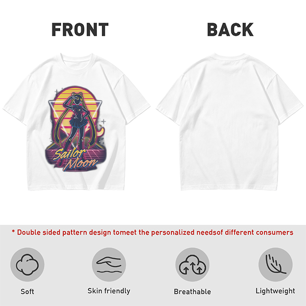 Olive Green Sailor Moon Retro Synthwave Graphic T-Shirt