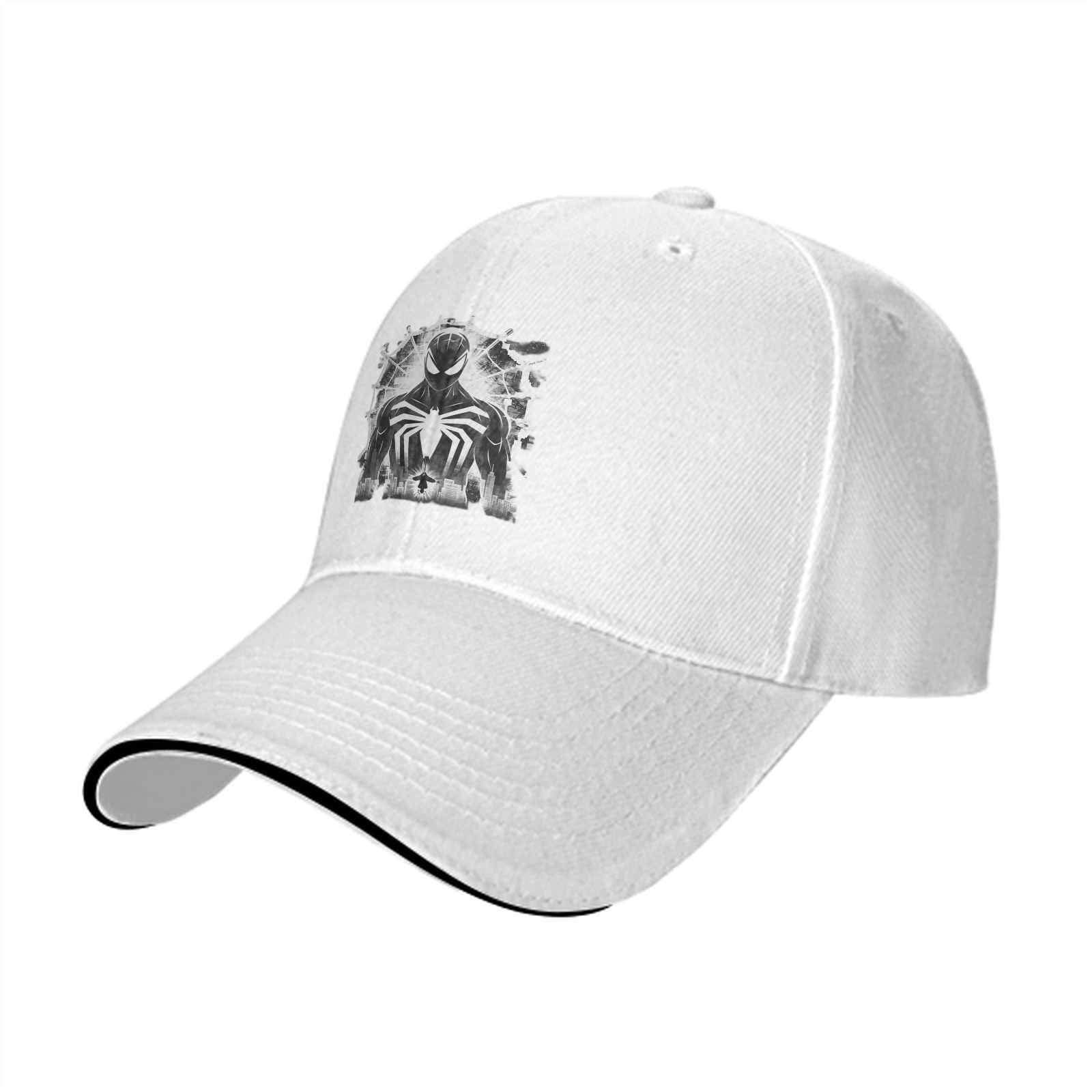 Black Symbiote Spider-Man Baseball Cap With Web Graphic