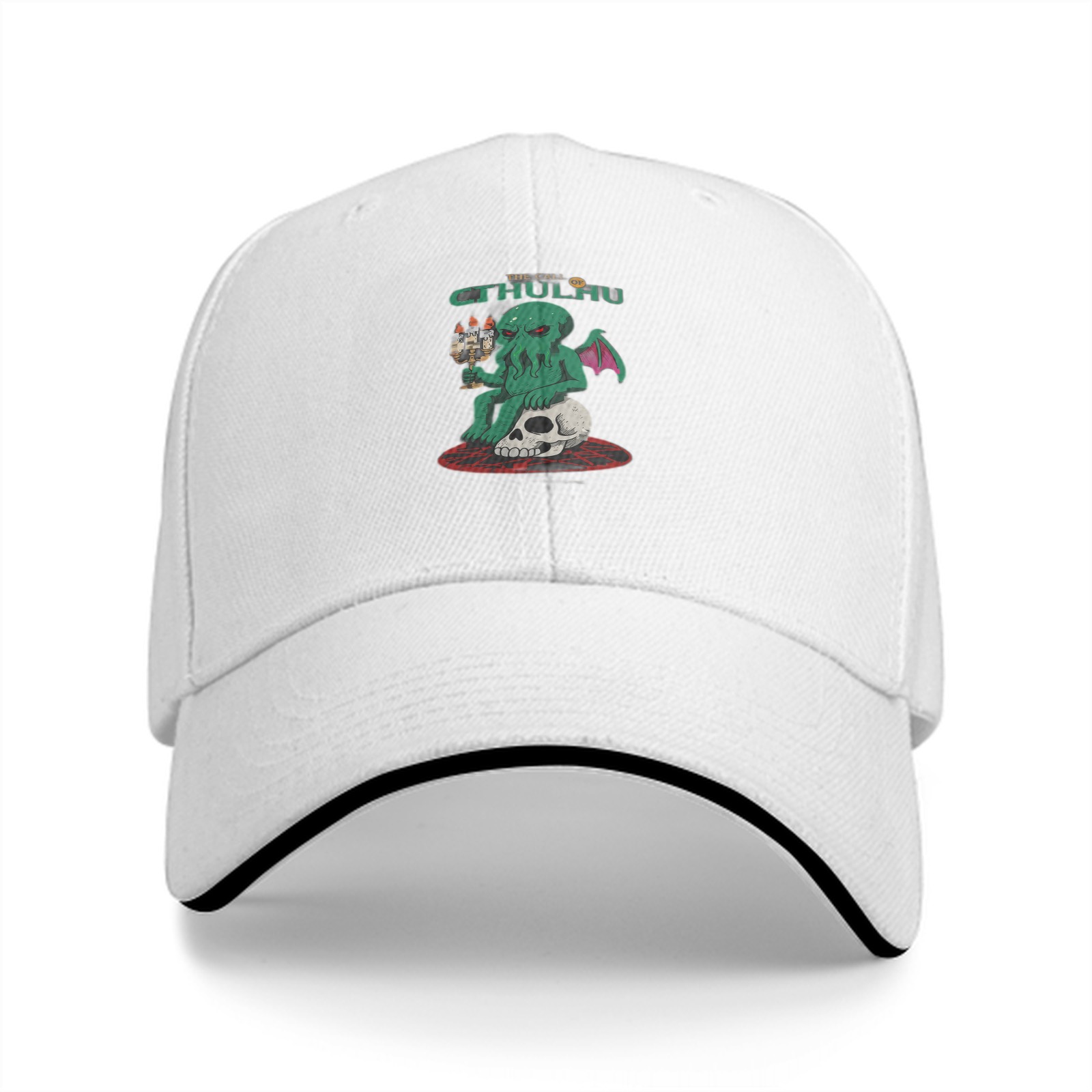 Black Baseball Cap With Cthulhu Graphic Print
